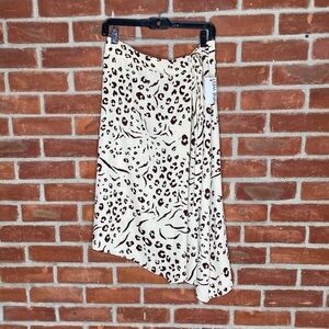 NWT Nine West cream animal print midi skirt